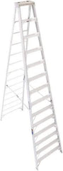 Werner - 13 Steps, 14' High, Type IA Rating, Aluminum Step Ladder - 300 Lb Capacity, 38-5/8" Base Width - Makers Industrial Supply