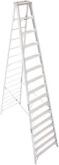 Werner - 15 Steps, 16' High, Type IA Rating, Aluminum Step Ladder - 300 Lb Capacity, 42-1/8" Base Width - Makers Industrial Supply