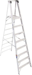 Werner - 8 Steps, 10' High, Type I Rating, Aluminum Platform Ladder - 250 Lb Capacity, 31-3/4" Base Width - Makers Industrial Supply