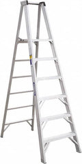 Werner - 6 Steps, 8' High, Type IAA Rating, Aluminum Platform Ladder - 375 Lb Capacity, 28-1/4" Base Width - Makers Industrial Supply