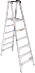 Werner - 6 Steps, 8' High, Type IA Rating, Aluminum Platform Ladder - 300 Lb Capacity, 28-1/4" Base Width - Makers Industrial Supply