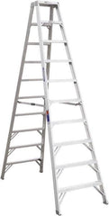 Werner - 9 Steps, 10' High, Type IA Rating, Aluminum Step Ladder - 300 Lb Capacity, 28-3/4" Base Width - Makers Industrial Supply