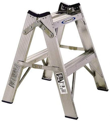 Werner - 1 Step, 2' High, Type I Rating, Aluminum Step Stand - 250 Lb Capacity, 21-1/4" Base Width - Makers Industrial Supply