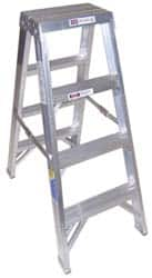 Werner - 3 Steps, 4' High, Type IAA Rating, Aluminum Step Ladder - 375 Lb Capacity, 21-1/4" Base Width - Makers Industrial Supply