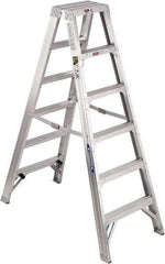 Werner - 5 Steps, 6' High, Type IAA Rating, Aluminum Step Ladder - 375 Lb Capacity, 24-3/4" Base Width - Makers Industrial Supply