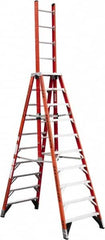 Werner - 9 Steps, 10' High, Type IA Rating, Fiberglass Step Ladder - 300 Lb Capacity, 36-1/4" Base Width - Makers Industrial Supply