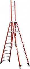 Werner - 12 Steps, 12' High, Type IA Rating, Fiberglass Step Ladder - 300 Lb Capacity, 39-3/4" Base Width - Makers Industrial Supply