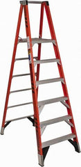 Werner - 6 Steps, 8' High, Type IAA Rating, Fiberglass Platform Ladder - 375 Lb Capacity, 30-1/2" Base Width - Makers Industrial Supply