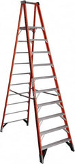 Werner - 10 Steps, 12' High, Type IA Rating, Fiberglass Platform Ladder - 300 Lb Capacity, 37-1/2" Base Width - Makers Industrial Supply