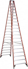 Werner - 20 Steps, 20' High, Type IA Rating, Fiberglass & Aluminum Step Ladder - 300 Lb Capacity, 48-5/8" Base Width - Makers Industrial Supply