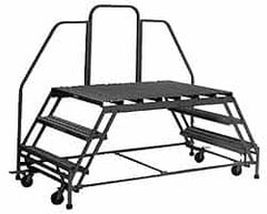 PW Platforms - 4 Step Platform - Double Access Rolling Work Platform, 500 Lb Capacity, 40" Platform Height, 38" Base Width x 89" Base Depth - Makers Industrial Supply