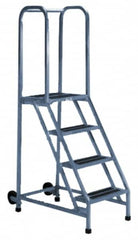 PW Platforms - 5 Step Ladder - Rolling Safety Ladder, 300 Lb Capacity, 50" Platform Height, 30" Base Width x 39" Base Depth - Makers Industrial Supply