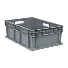 Akro-Mils - 1.78 Cu Ft, 83 Lb Load Capacity Gray Polyethylene Tote Container - Stacking, 23.3" Long x 15.8" Wide x 8.3" High - Makers Industrial Supply