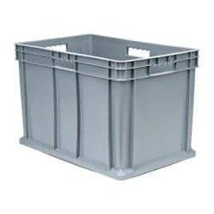 Akro-Mils - 3.55 Cu Ft, 150 Lb Load Capacity Gray Polyethylene Tote Container - Stacking, 23.3" Long x 15.8" Wide x 16.1" High - Makers Industrial Supply