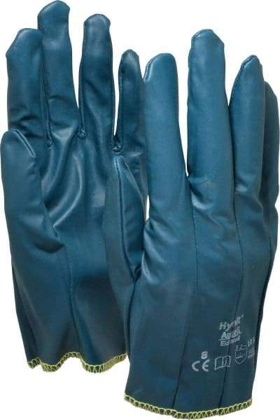 Ansell - Size M (8) Nitrile Coated Interlock Knit General Protection Work Gloves - For General Purpose, Fully Coated, Slip-On Cuff, Full Fingered, Blue, Paired - Makers Industrial Supply