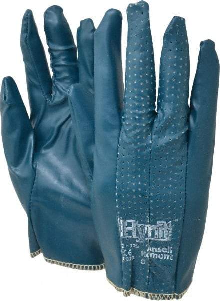 Ansell - Size M (8) Nitrile Coated Interlock Knit General Protection Work Gloves - For General Purpose, Fully Coated, Slip-On Cuff, Full Fingered, Blue, Paired - Makers Industrial Supply