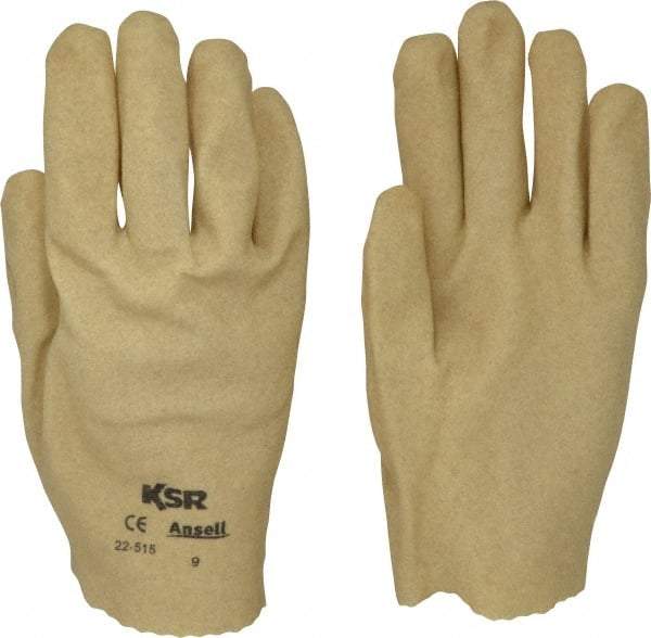 Ansell - Size L (9) Vinyl Coated Interlock Knit General Protection Work Gloves - For General Purpose, Fully Coated, Slip-On Cuff, Full Fingered, Tan, Paired - Makers Industrial Supply