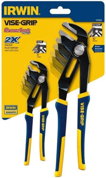 Irwin - 2 Piece GrooveLock Plier Set - Comes in Clamshell - Makers Industrial Supply