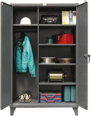 Strong Hold - 5 Shelf Combination Storage Cabinet - Steel, 60" Wide x 24" Deep x 72" High, Dark Gray - Makers Industrial Supply