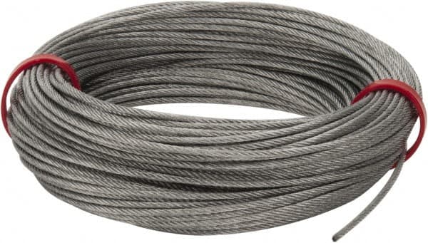 Value Collection - 1/16" Diam, Aircraft Cable - 480 Lb Breaking Strength, 7 x 7 Strand Core - Makers Industrial Supply