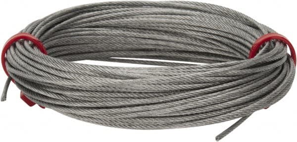 Value Collection - 1/16" Diam, Aircraft Cable - 480 Lb Breaking Strength, 7 x 7 Strand Core - Makers Industrial Supply