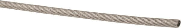 Value Collection - 1/16" x 3/64" Diam, Aircraft Cable - 480 Lb Breaking Strength, 7 x 7 Strand Core, Vinyl Coating - Makers Industrial Supply