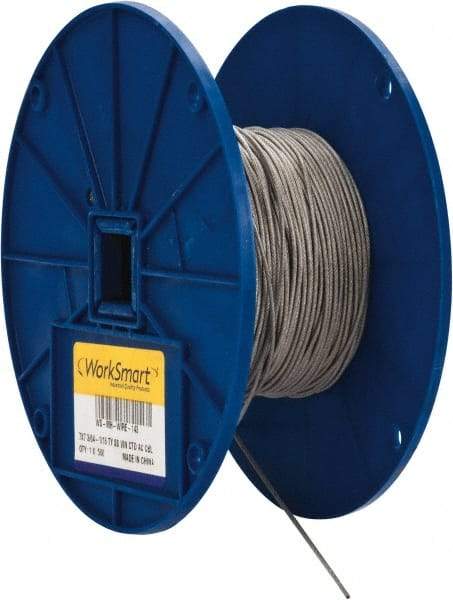 Value Collection - 1/16" x 3/64" Diam, Aircraft Cable - 270 Lb Breaking Strength, 7 x 7 Strand Core, Vinyl Coating - Makers Industrial Supply