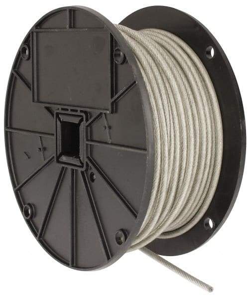 Value Collection - 3/16" x 3/32" Diam, Aircraft Cable - 920 Lb Breaking Strength, 7 x 7 Strand Core, Vinyl Coating - Makers Industrial Supply