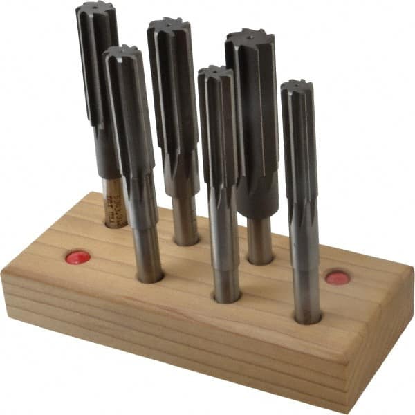 Made in USA - 5/8" to 1", Chucking Reamer Set - Straight Flute, Right Hand Cut, 6 Pieces - Makers Industrial Supply