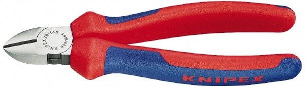 Knipex - 7" OAL, 1/8" Capacity, 1" Jaw Length x 1" Jaw Width, Diagonal Cutter Pliers - Oval Head, Ergo Two Component Handles - Makers Industrial Supply