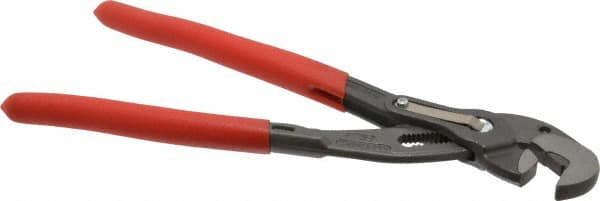 Knipex - 10" OAL, 1-1/4" Jaw Length, 15 Position Adjustable Tongue & Groove Pliers - Self-Gripping Smooth Parallel Parrot Jaws, Standard Head, Plastic Coated Handles - Makers Industrial Supply