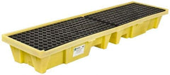 Enpac - 66 Gal Sump, 3,000 Lb Capacity, 4 Drum, Plastic Spill Deck or Pallet - 98" Long x 25-1/4" Wide x 13.43" High, Yellow, Low Profile, Vertical, Inline Drum Configuration - Makers Industrial Supply