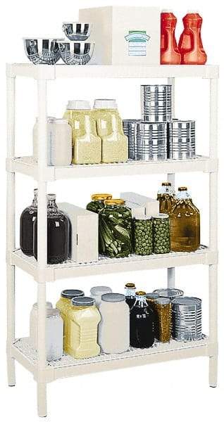 Continental - 56" High x 36" Wide x 18" Deep, 4 Shelf Ventilated Structural Open Plastic Shelving with Legs - Oyster, 150 Lb Capacity - Makers Industrial Supply