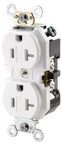 Leviton - 125 VAC 20A NEMA 5-20R Specification Grade White Straight Blade Duplex Receptacle - Makers Industrial Supply