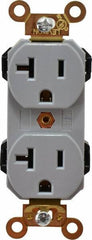 Leviton - 125 VAC, 20 Amp, 5-20R NEMA Configuration, Gray, Industrial Grade, Self Grounding Duplex Receptacle - 1 Phase, 2 Poles, 3 Wire, Flush Mount, Impact and Tamper Resistant - Makers Industrial Supply