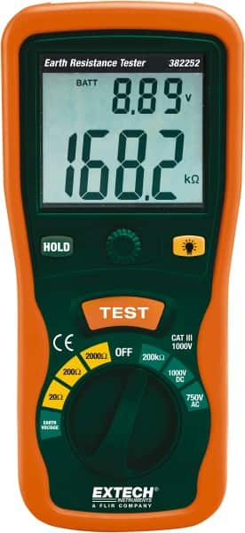 Extech - LCD Display Earth Ground Resistance Tester - AA Battery - Makers Industrial Supply