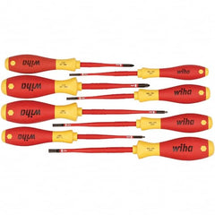 Wiha - 8 Piece Slotted, Phillips & Square Screwdriver Set - Bit Sizes: Philips #1 & #2, Comes in Box - Makers Industrial Supply