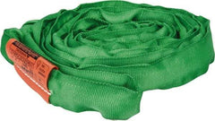 Lift-All - 8' Long x 1-3/8" Wide, Polyester Web Sling - 4,200 Lb Choker Capacity, 7/8" Diam Chain, Green - Makers Industrial Supply