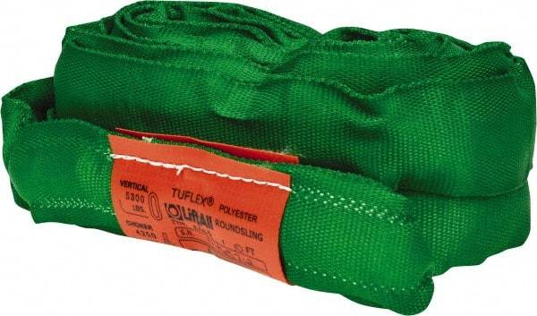 Lift-All - 10' Long x 1-3/8" Wide, Polyester Web Sling - 4,200 Lb Choker Capacity, 7/8" Diam Chain, Green - Makers Industrial Supply