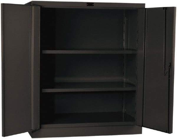 Hallowell - 2 Shelf Locking Storage Cabinet - Steel, 36" Wide x 21" Deep x 42" High, Gray - Makers Industrial Supply