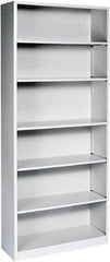 Hon - 6 Shelf, 81-1/8" High x 34-1/2" Wide Bookcase - 15-5/8" Deep, Steel, Light Gray - Makers Industrial Supply