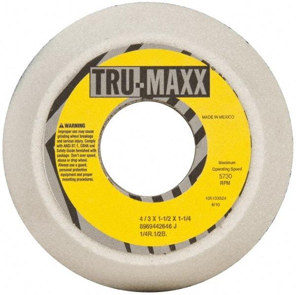 Tru-Maxx - 4" Diam, 1-1/4" Hole Size, 1-1/2" Overall Thickness, 46 Grit, Type 11 Tool & Cutter Grinding Wheel - Coarse Grade, Aluminum Oxide, J Hardness, 5,730 RPM - Makers Industrial Supply