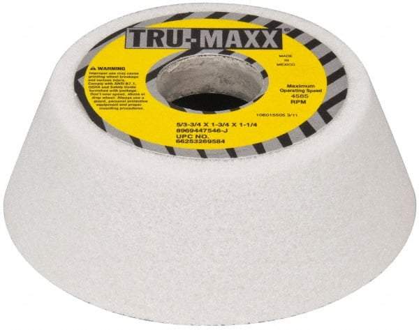 Tru-Maxx - 5" Diam, 1-3/4" Hole Size, 1-3/4" Overall Thickness, 46 Grit, Type 11 Tool & Cutter Grinding Wheel - Coarse Grade, Aluminum Oxide, J Hardness, 4,585 RPM - Makers Industrial Supply