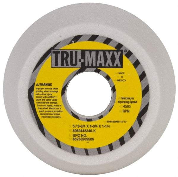 Tru-Maxx - 5" Diam, 1-3/4" Hole Size, 1-3/4" Overall Thickness, 46 Grit, Type 11 Tool & Cutter Grinding Wheel - Coarse Grade, Aluminum Oxide, K Hardness, 4,585 RPM - Makers Industrial Supply