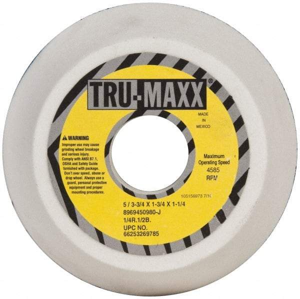 Tru-Maxx - 5" Diam, 1-3/4" Hole Size, 1-3/4" Overall Thickness, 80 Grit, Type 11 Tool & Cutter Grinding Wheel - Medium Grade, Aluminum Oxide, J Hardness, 4,585 RPM - Makers Industrial Supply