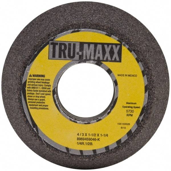 Tru-Maxx - 4" Diam, 1-1/4" Hole Size, 1-1/2" Overall Thickness, 46 Grit, Type 11 Tool & Cutter Grinding Wheel - Coarse Grade, Aluminum Oxide, K Hardness, 5,730 RPM - Makers Industrial Supply