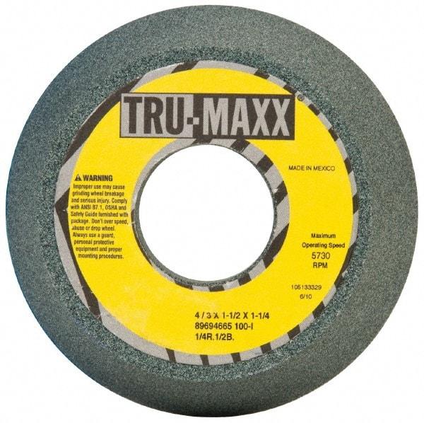 Tru-Maxx - 4" Diam, 1-1/4" Hole Size, 1-1/2" Overall Thickness, 100 Grit, Type 11 Tool & Cutter Grinding Wheel - Fine Grade, Silicon Carbide, I Hardness, 5,730 RPM - Makers Industrial Supply