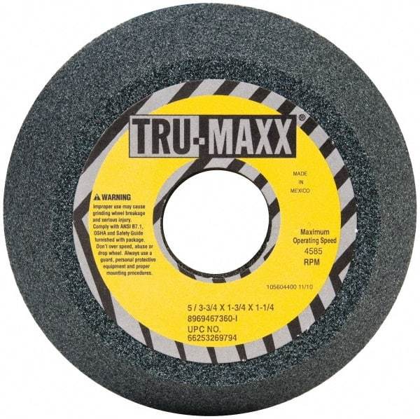 Tru-Maxx - 5" Diam, 1-1/4" Hole Size, 1-3/4" Overall Thickness, 60 Grit, Type 11 Tool & Cutter Grinding Wheel - Medium Grade, Aluminum Oxide, I Hardness, 4,585 RPM - Makers Industrial Supply