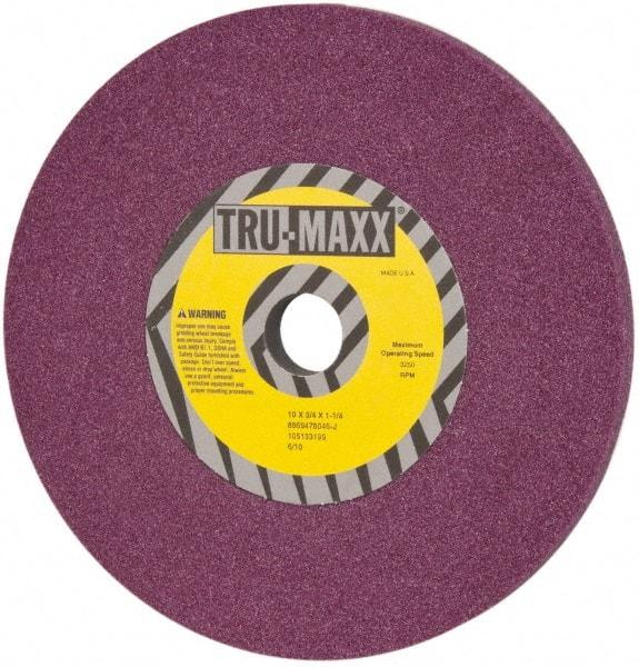 Tru-Maxx - 10" Diam x 1-1/4" Hole x 3/4" Thick, J Hardness, 46 Grit Surface Grinding Wheel - Aluminum Oxide, Type 1, Coarse Grade, 3,250 Max RPM, No Recess - Makers Industrial Supply