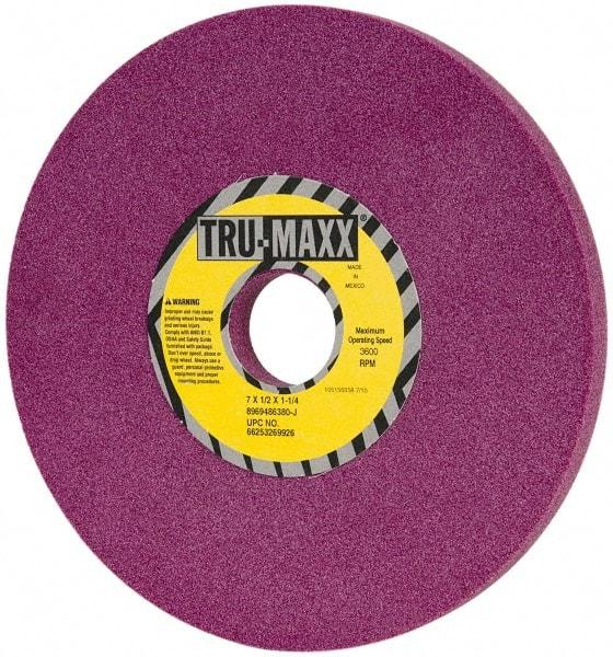 Tru-Maxx - 7" Diam x 1-1/4" Hole x 1/2" Thick, J Hardness, 80 Grit Surface Grinding Wheel - Aluminum Oxide, Type 1, Medium Grade, 3,600 Max RPM, No Recess - Makers Industrial Supply